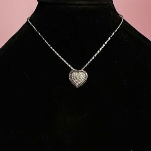 Cookie Lee silver tone paved heart pendant necklace